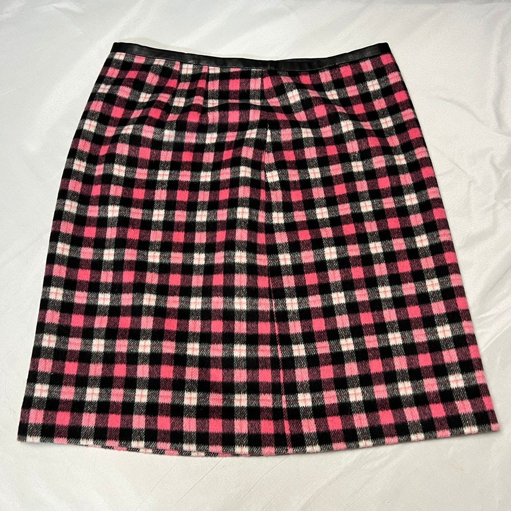 Talbots Academic Plaid Wool Blend Skirt A-Line Career Wear Pink Black White Sz 4